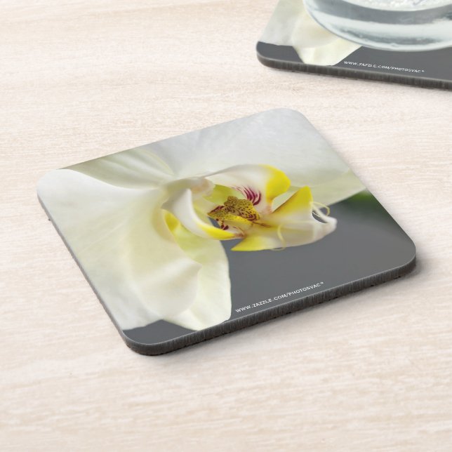 Posavasos Flor de orquídea blanca (Lado Izquierdo)