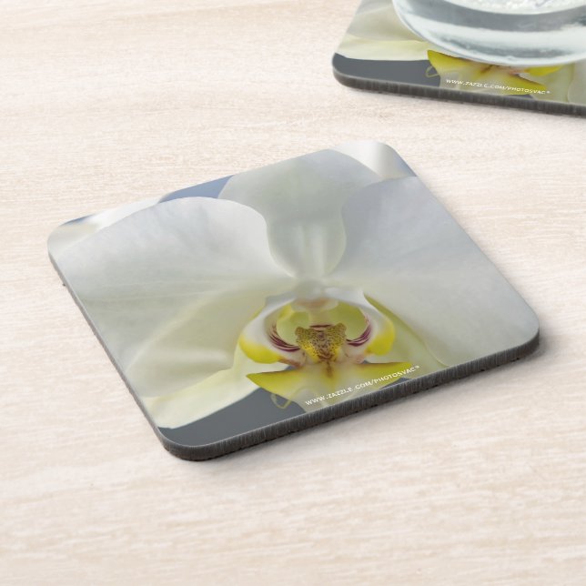 Posavasos Flor de orquídea blanca (Lado Izquierdo)