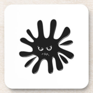 Posavasos Flor de pintura negra furiosa