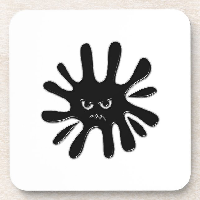 Posavasos Flor de pintura negra furiosa (Frente)