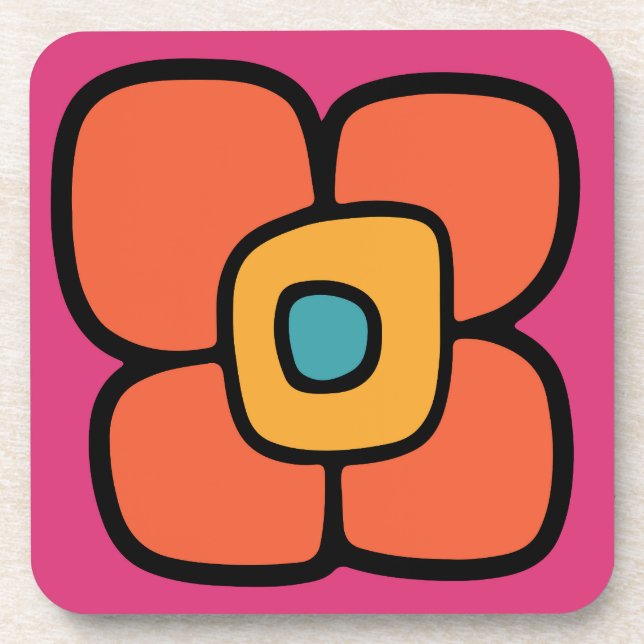 Posavasos Flor de Primavera Retro (Frente)