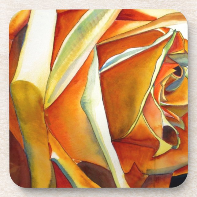 Posavasos Flor de rosa amarilla original acuarela Art (Frente)