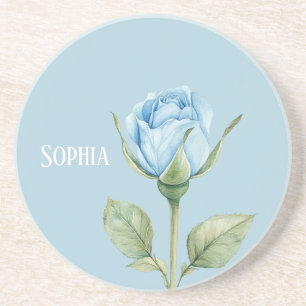 Posavasos Flor de rosa azul claro bonita