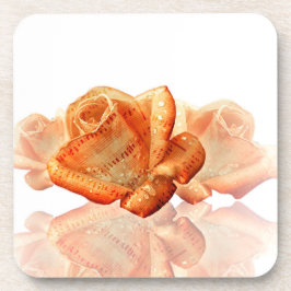 Posavasos Flor de Rosa de coral con música de hojas