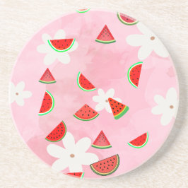 Posavasos Flor de sandía - Patrón floral de verano divertido