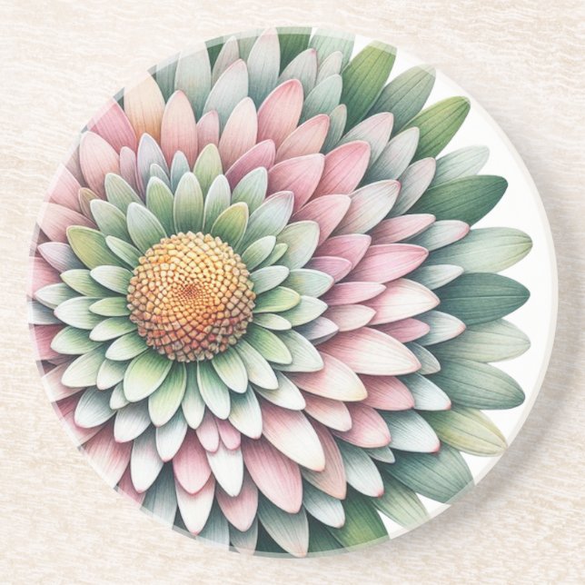 Posavasos Flor de sangre - parcialmente rosa, sabia y amaril (Frente)