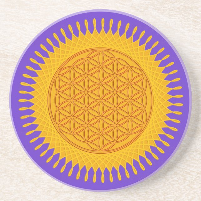 Posavasos Flor de vida - amarillo soleado (Frente)