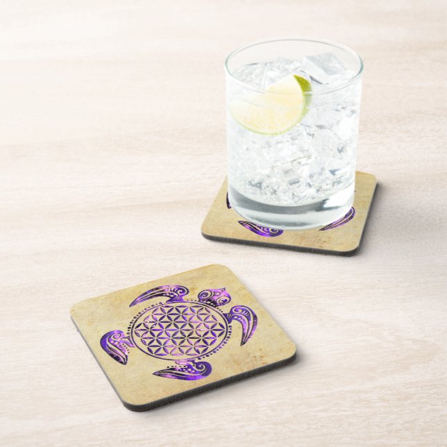 Posavasos Flor de vida / Blume des Lebes - tortuga morada (Lado Derecho)