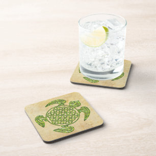 Posavasos Flor de vida / Blume des Lebes - verde tortuga