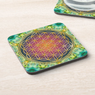 Posavasos Flor de vida - oro - fractal 2