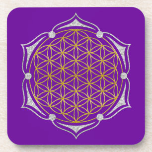 Posavasos Flor de vida - plata de oro de Lotus