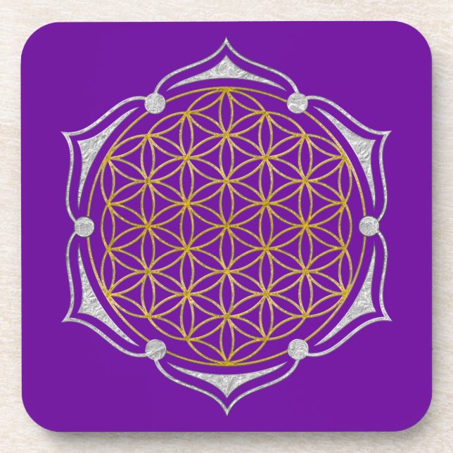 Posavasos Flor de vida - plata de oro de Lotus (Frente)