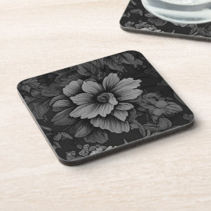 Posavasos Flor de vintage gris desenrollable