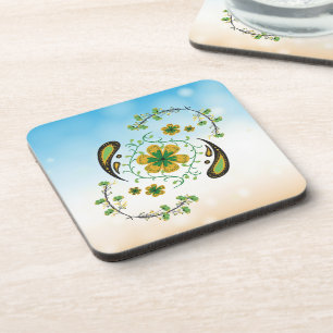 Posavasos Flor de Yin‑Yang – Obra de arte verde y dorada