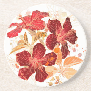 Posavasos Flor del hibisco - pintura 2 de la acuarela