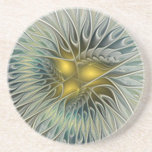 Posavasos Flor dorada Fantasía Fantasía Resumen Arte Fractal