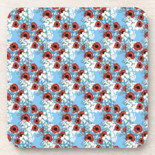 Posavasos Flor floral de color rojo y chic de Shabby, imprim