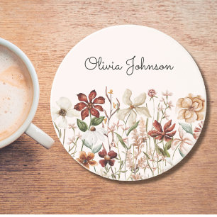 Posavasos Flor Floral Silvestre Vintage Acuarela Personaliza