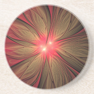 Posavasos Flor fractal de fanatismo rojo