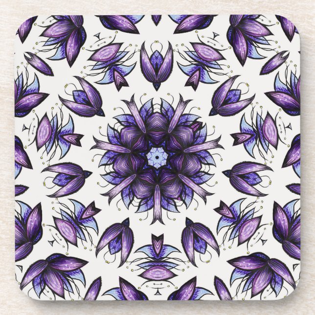 Posavasos Flor Mandala abstracta patrón Kaleidoscópico (Frente)