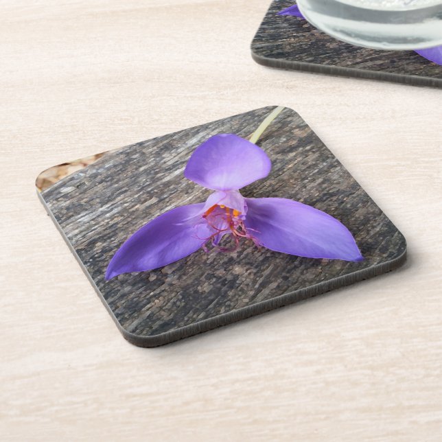 Posavasos Flor morada en un banco (Lado Izquierdo)