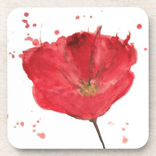 Posavasos Flor pintada 2 de la amapola de la acuarela