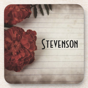 Posavasos Flor roja personalizada en papel en línea otoño