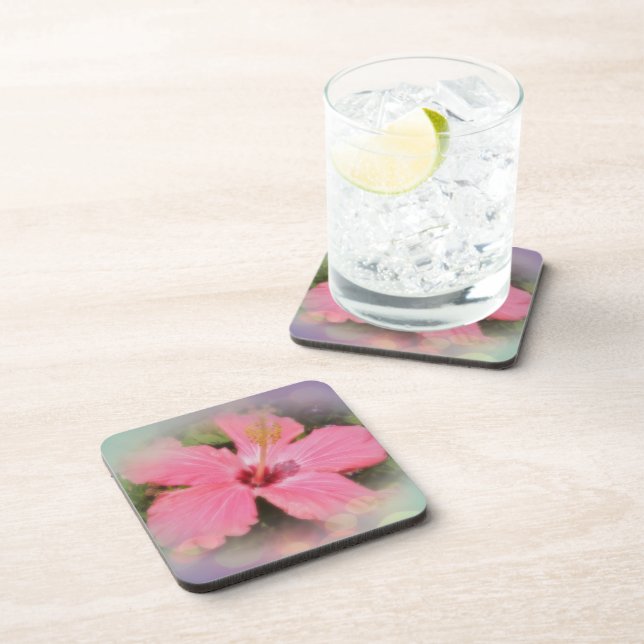 Posavasos Flor rosa hibiscus (Lado Derecho)