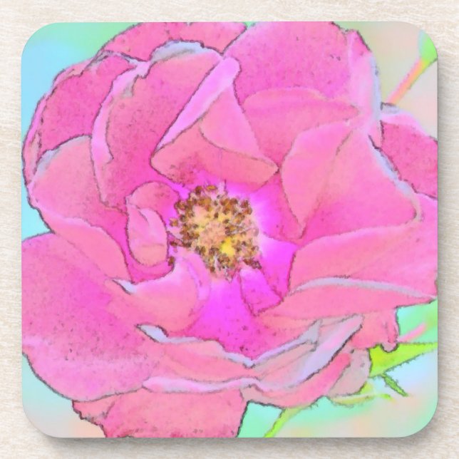 Posavasos Flor rosa pastel (Frente)