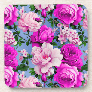 Posavasos Flor Rosa púrpura grande retro