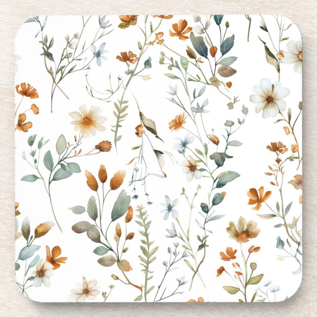 Posavasos Flor silvestre acuarela Estilo Boho (Frente)