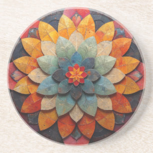 Posavasos Flor texturizada de arte de Mandala