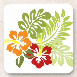 Posavasos Flor Tropical Deja Al Naranja Rojo Hibiscus Hawaii