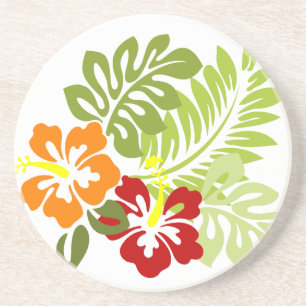 Posavasos Flor Tropical Deja Al Naranja Rojo Hibiscus Hawaii