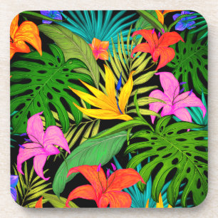 Posavasos Flor tropical hoja de monstera hawaiana colorida