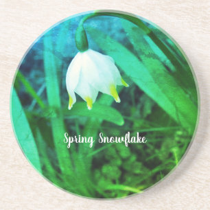 Posavasos Flor vernum de Leucojum primavera con copo de niev