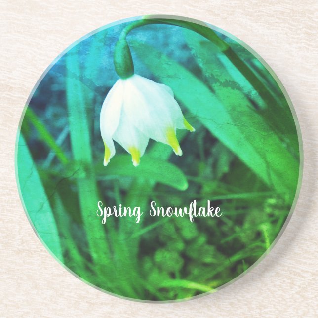 Posavasos Flor vernum de Leucojum primavera con copo de niev (Frente)