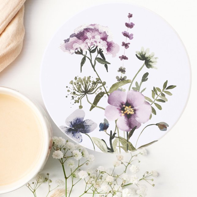 Posavasos Flor violeta Bouquet acuarela Flora (In situ)