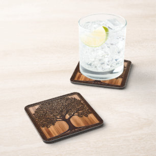 Posavasos Flora Australiana: Impresión de madera de Wattle T