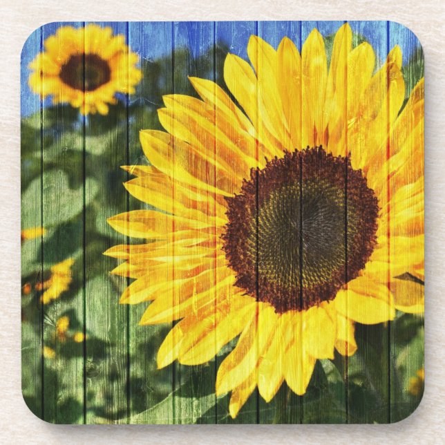 Posavasos Flora pintada de girasoles (Frente)