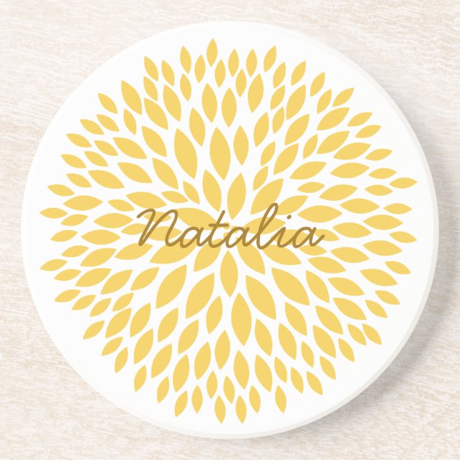 Posavasos Floral amarilla de moda (Frente)