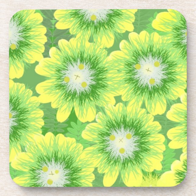 Posavasos Floral amarilla y verde (Frente)