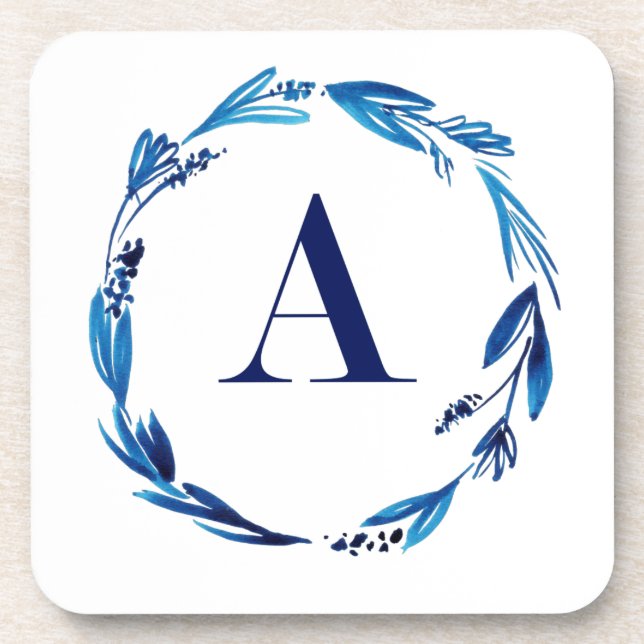 Posavasos Floral azul correa 'A' (Frente)