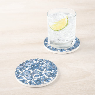 Posavasos Floral azul y blanca de bonito