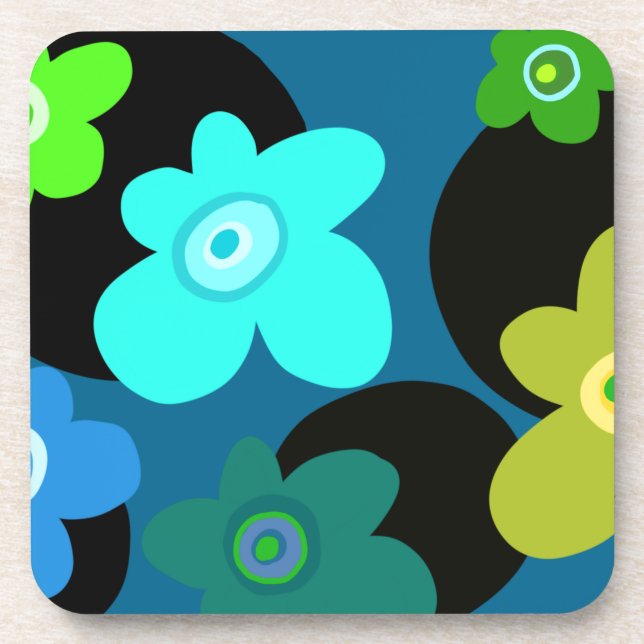 Posavasos Floral azul y verde (Frente)