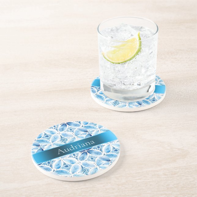 Posavasos Floral blanca azul (Lado)