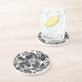 Posavasos Floral blanca negra