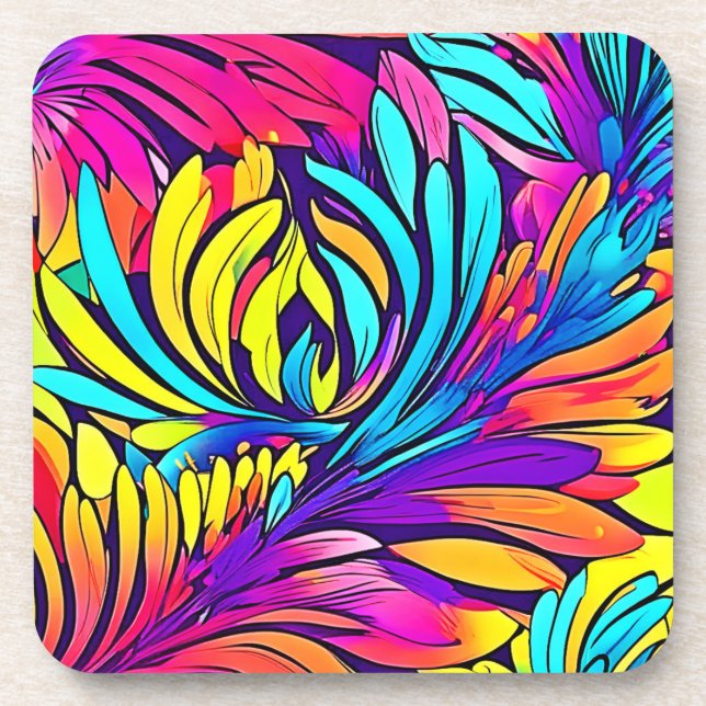 Posavasos Floral de abstracto vibrante (Frente)