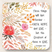 Floral de acuarela dorada Naranja "Faith Hope Love