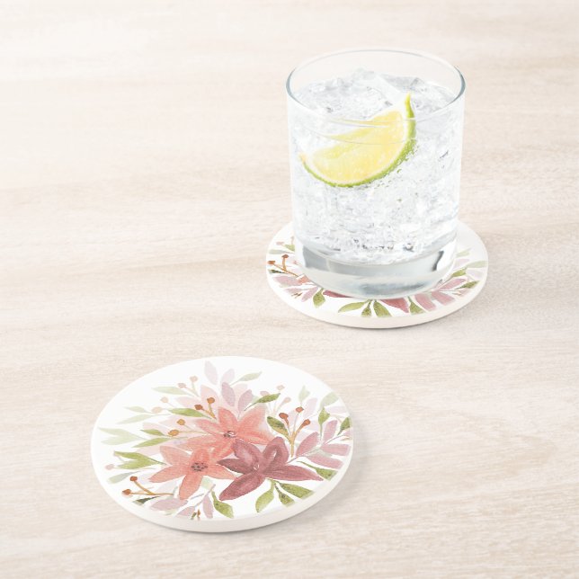 Posavasos Floral de acuarela rústica de campo (Lado)